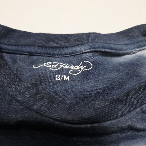 Ed Hardy Tie Dye T Shirt Women's S/M Multicoloured Skull Graphic Print Tee Y2K - Picture 6 of 6